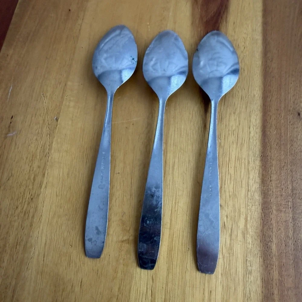 3‎ Vintage Taiwan Stainless Steel Serrated Grapefruit Citrus Spoons Replacement